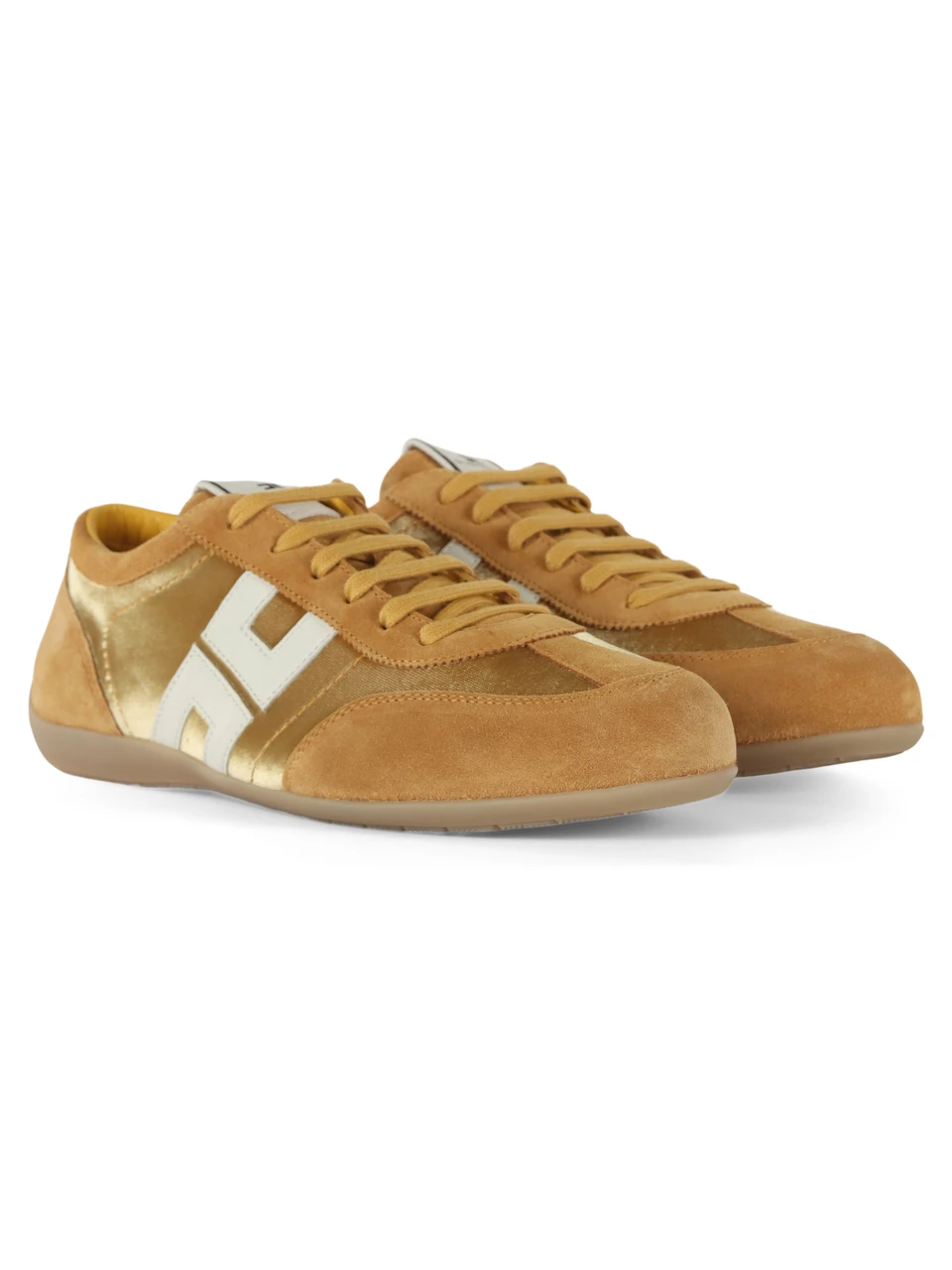 GIALLO SCURO | Sneakers in suede e velluto con patch logo