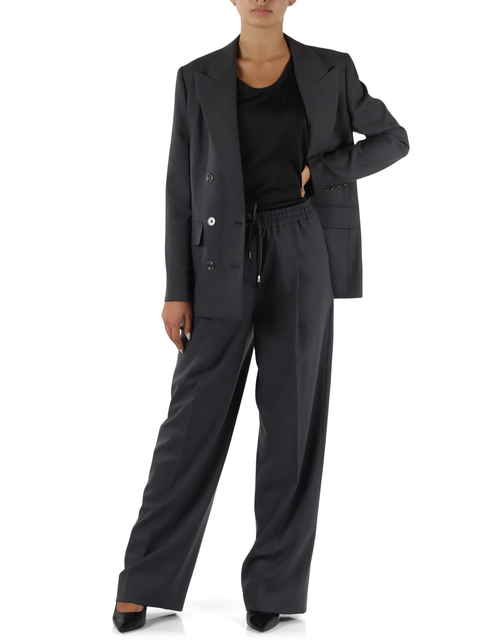 GRIGIO | Pantalone in misto lana e viscosa con pinces