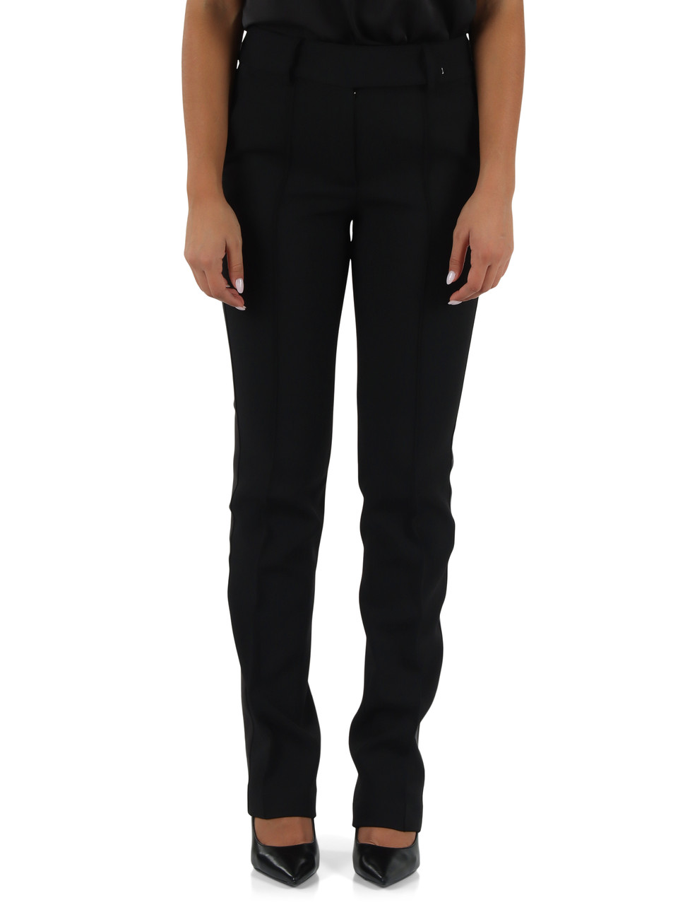 NERO | Pantaloni in crepe stretch con inserti in satin