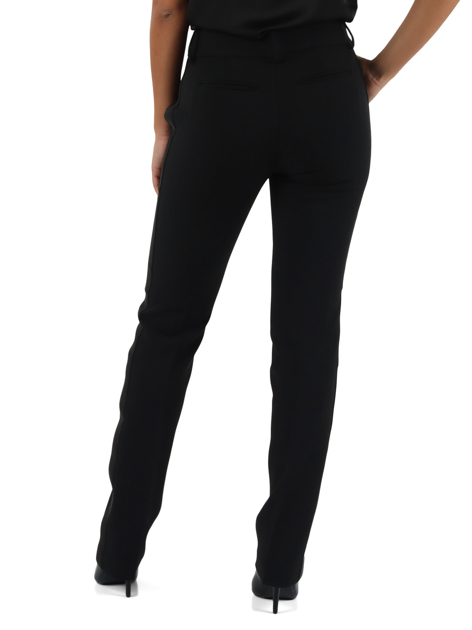 NERO | Pantaloni in crepe stretch con inserti in satin