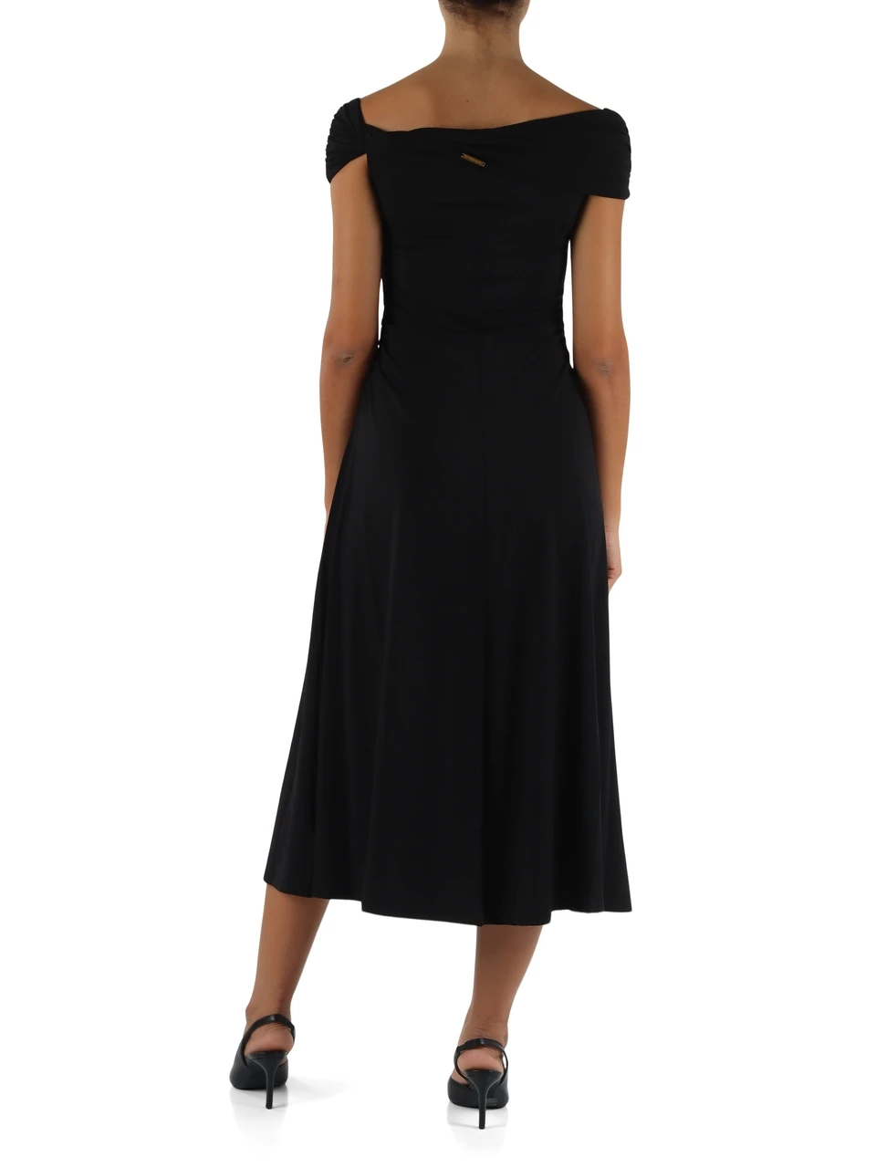 NERO | Abito in jersey stretch con drappeggi