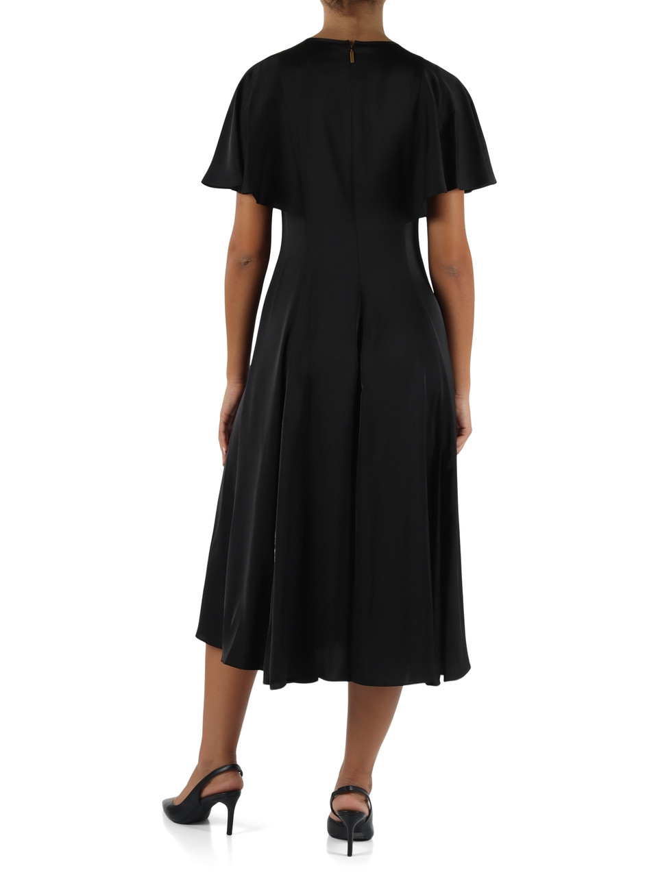 NERO | Abito in satin con maniche a mantella
