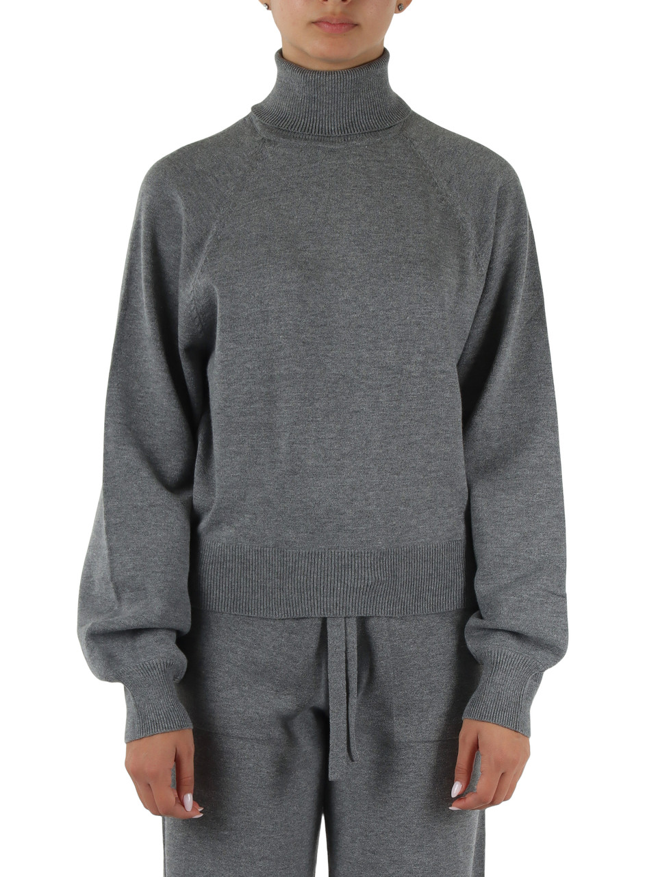 GRIGIO | Maglia collo alto in misto viscosa