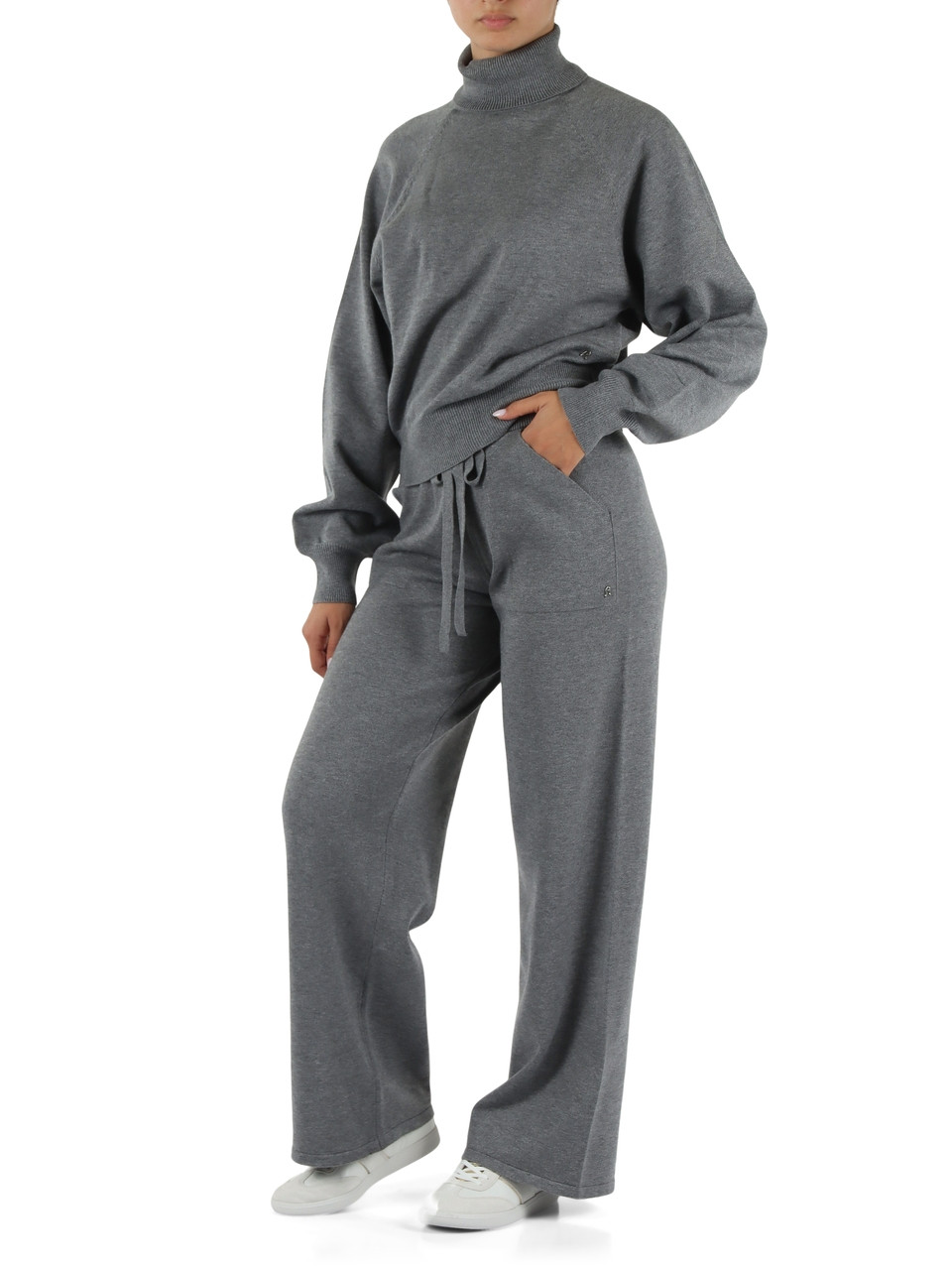 GRIGIO | Maglia collo alto in misto viscosa
