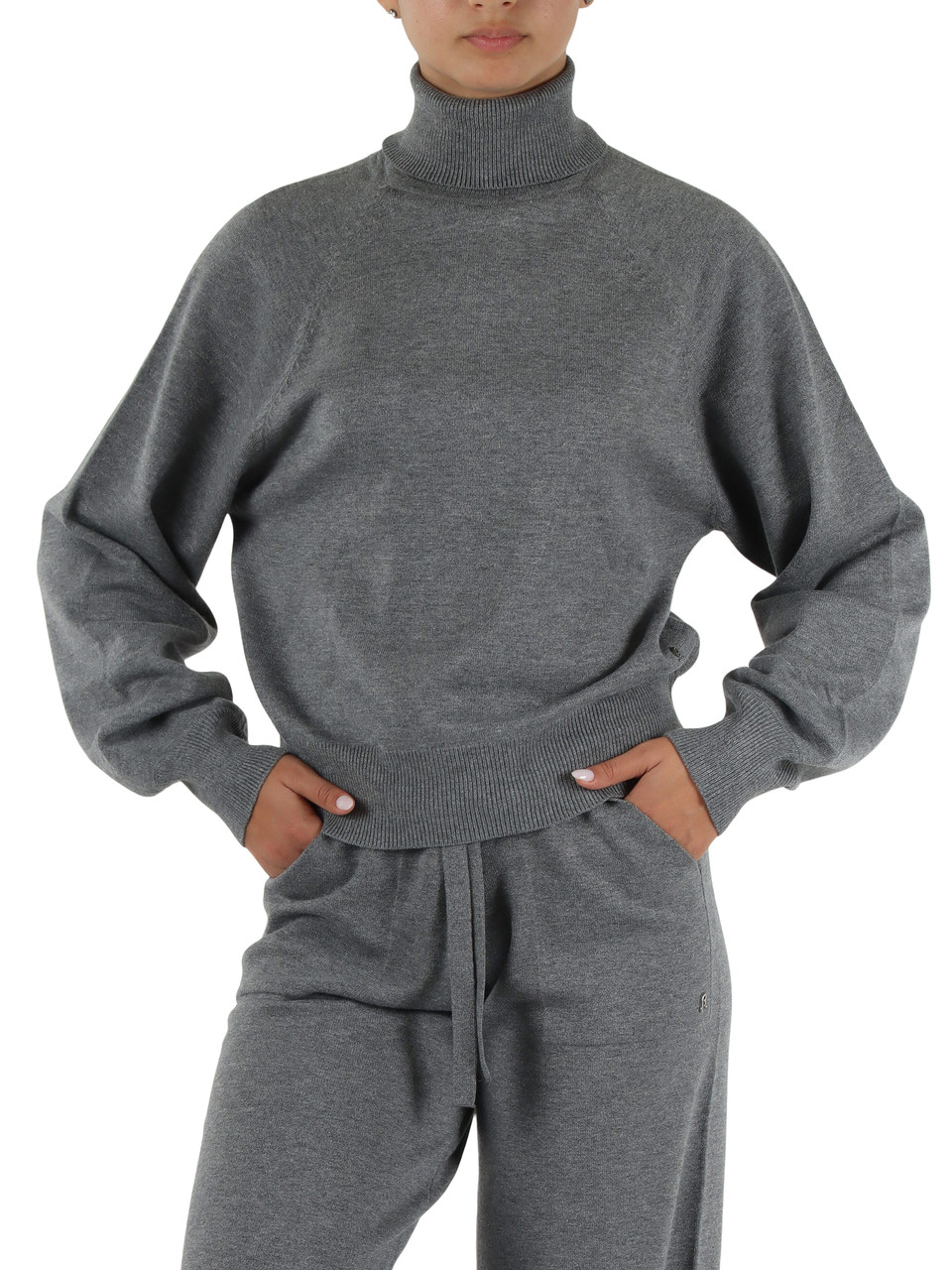 GRIGIO | Maglia collo alto in misto viscosa