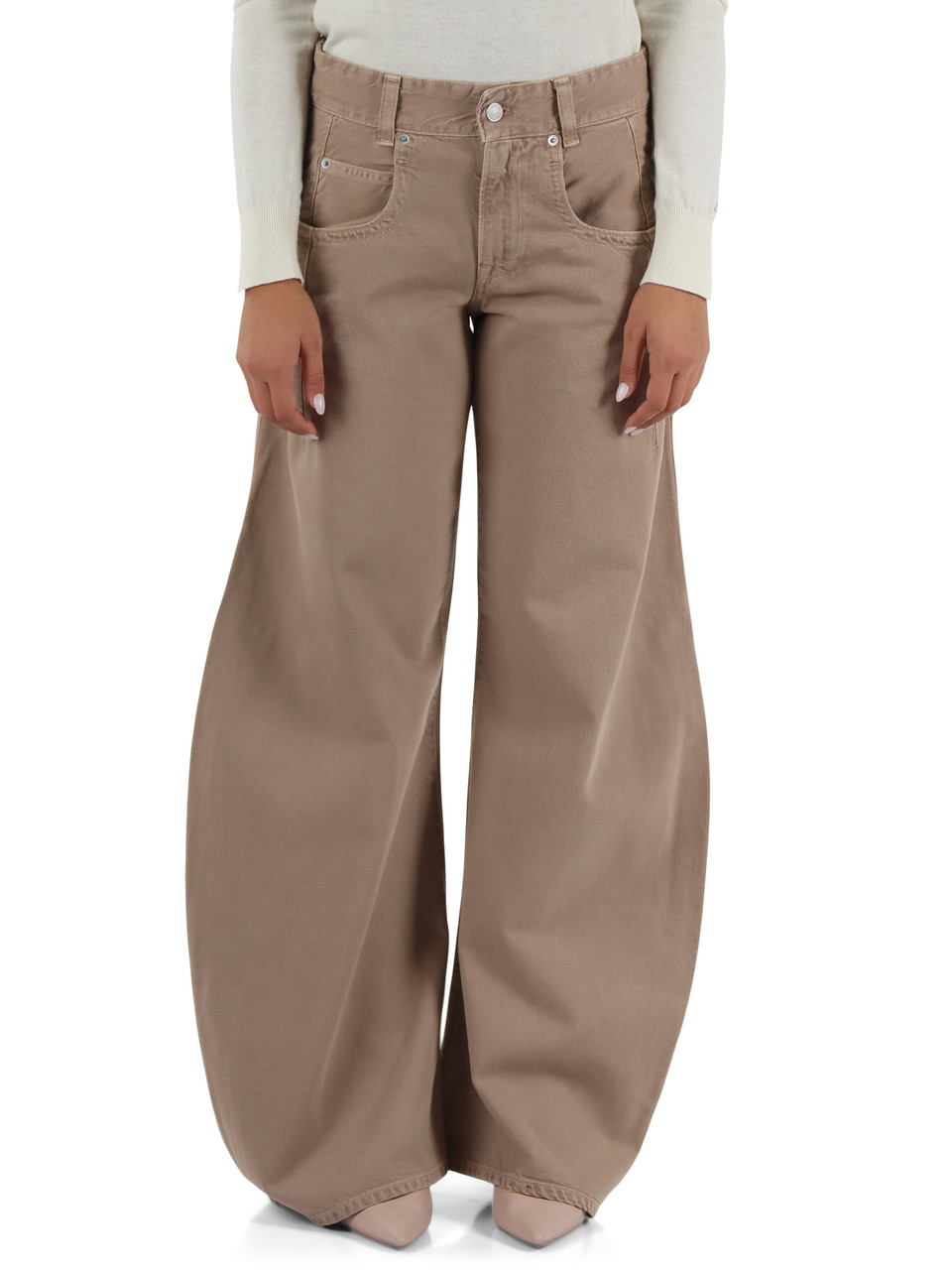BEIGE | Pantaloni jeans HALLEBE Low Waist Barrel fit