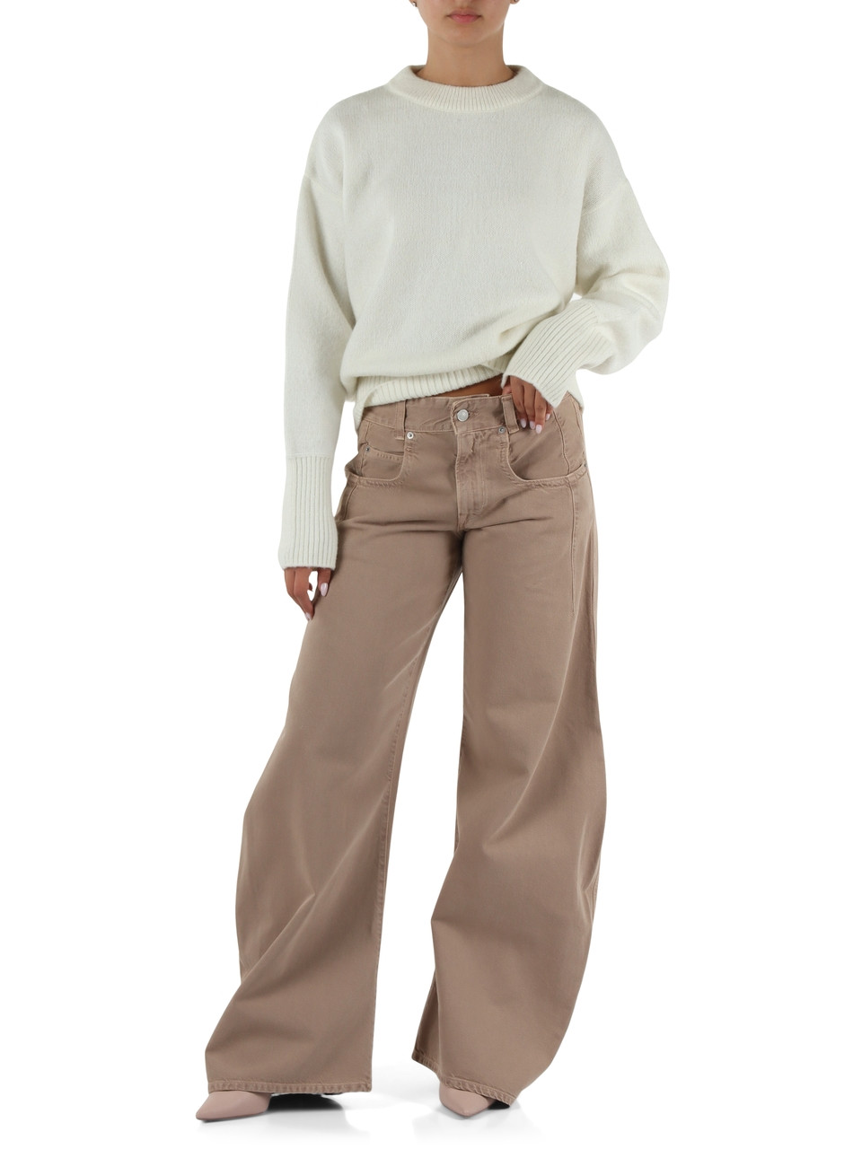 BEIGE | Pantaloni jeans HALLEBE Low Waist Barrel fit