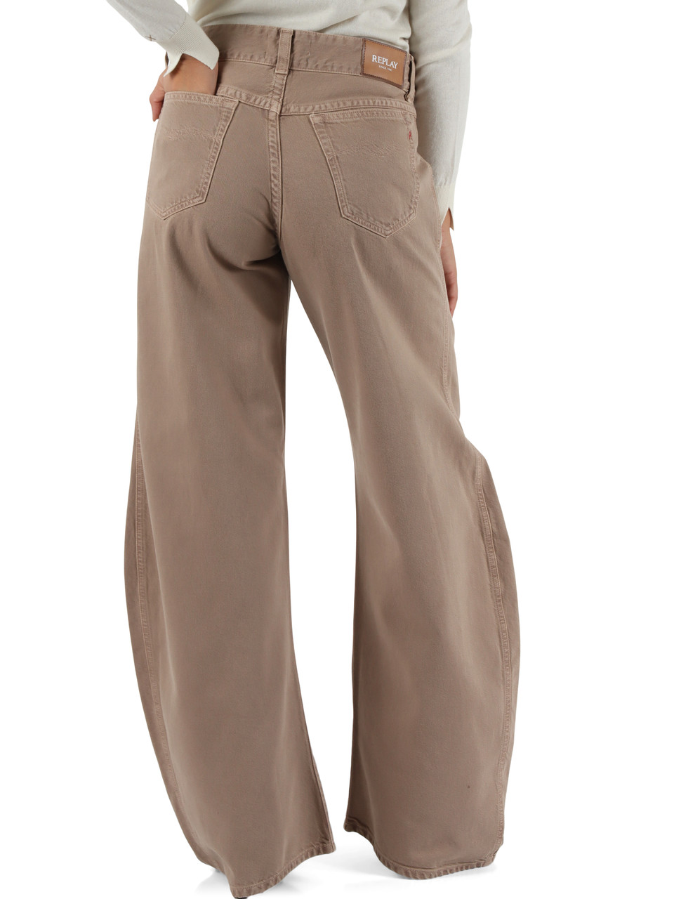 BEIGE | Pantaloni jeans HALLEBE Low Waist Barrel fit
