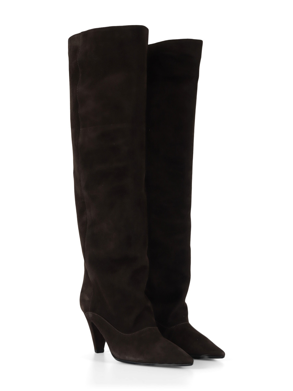 GRIGIO SCURO | Stivali in suede con tacco a cono