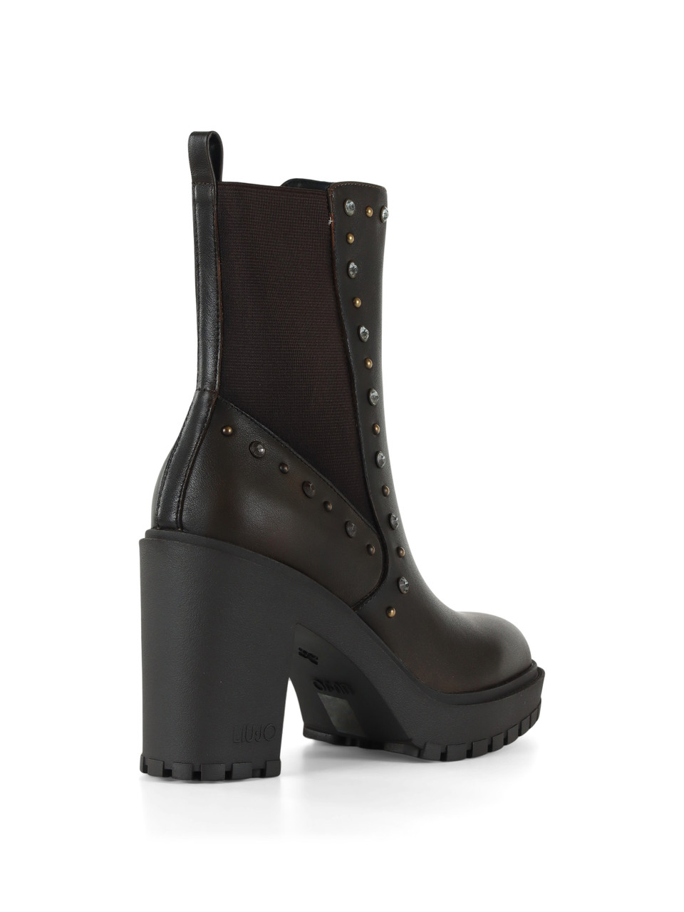 MARRONE | Stivaletti RUBY 13 con borchie e strass