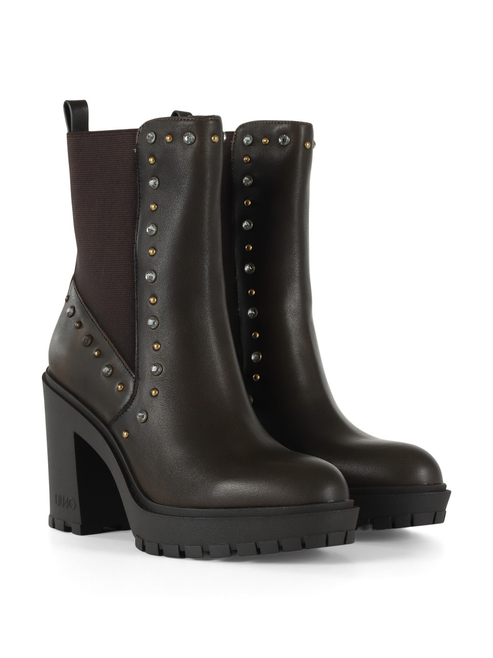 MARRONE | Stivaletti RUBY 13 con borchie e strass