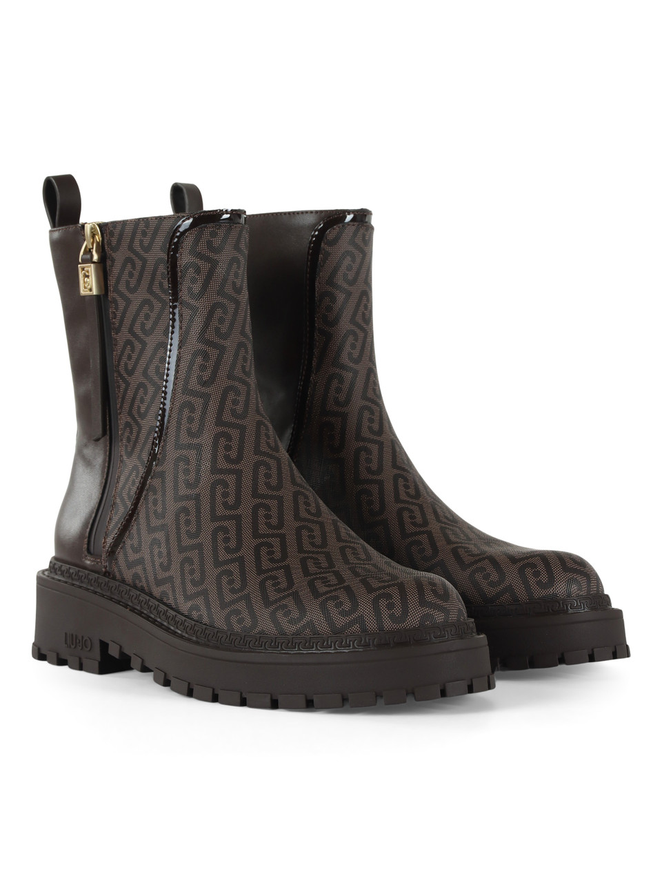 MARRONE | Stivaletti RUMI 46 in ecopelle stampa logo