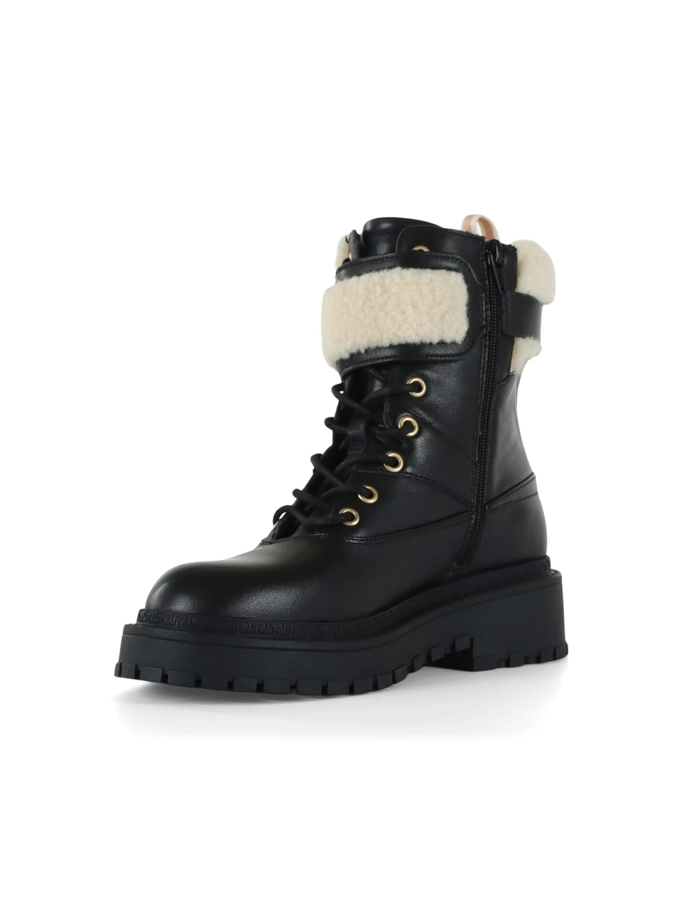 NERO | Anfibi in pelle ed ecopelliccia RUMI 45F