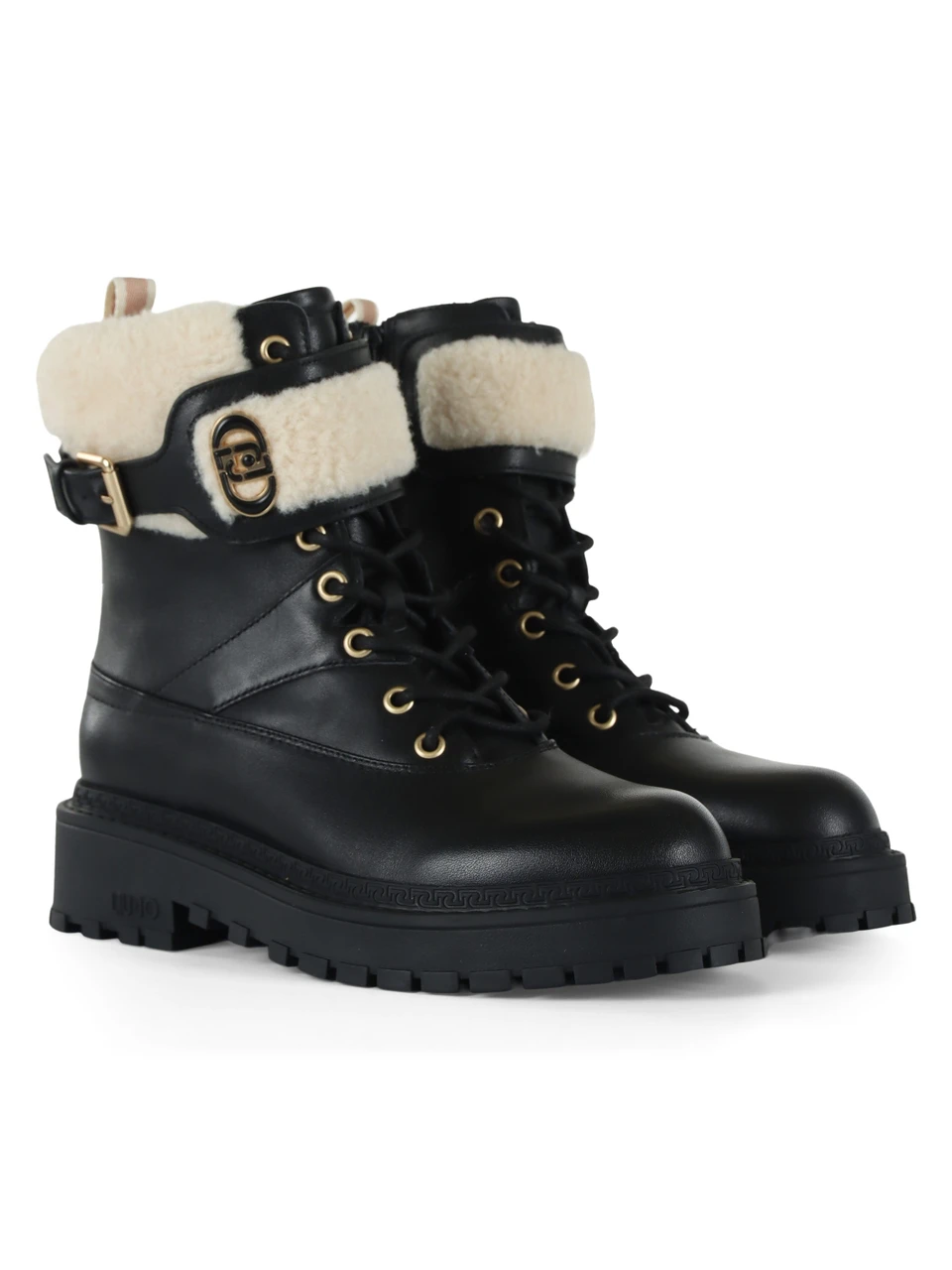 NERO | Anfibi in pelle ed ecopelliccia RUMI 45F