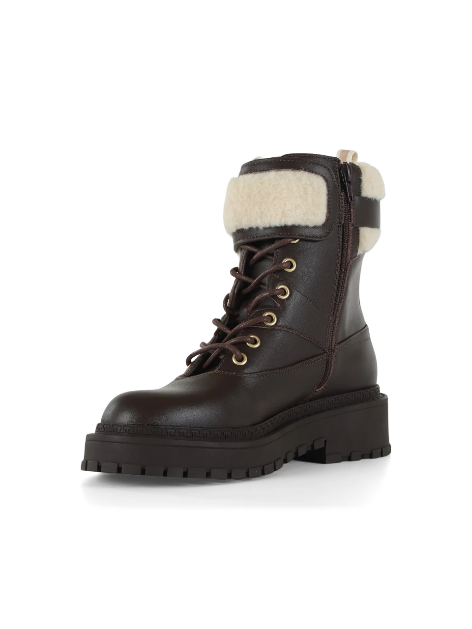MARRONE | Anfibi in pelle ed ecopelliccia RUMI 45F
