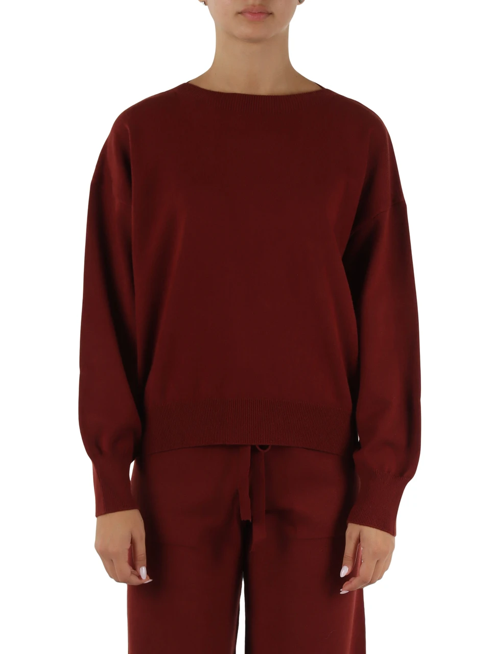 BORDEAUX | Maglia in misto viscosa con collo a barchetta