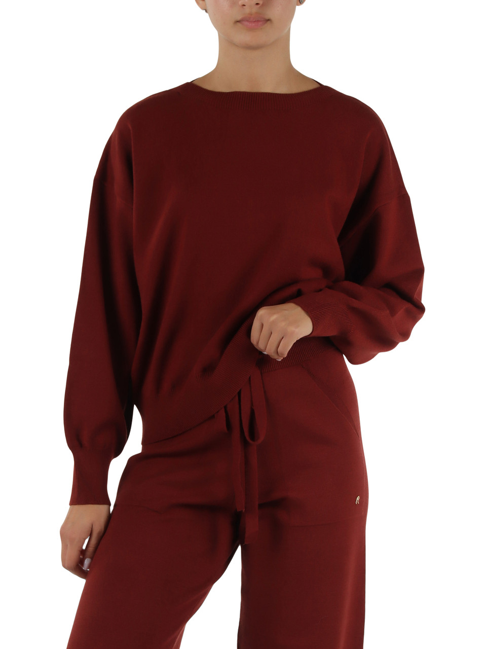 BORDEAUX | Maglia in misto viscosa con collo a barchetta