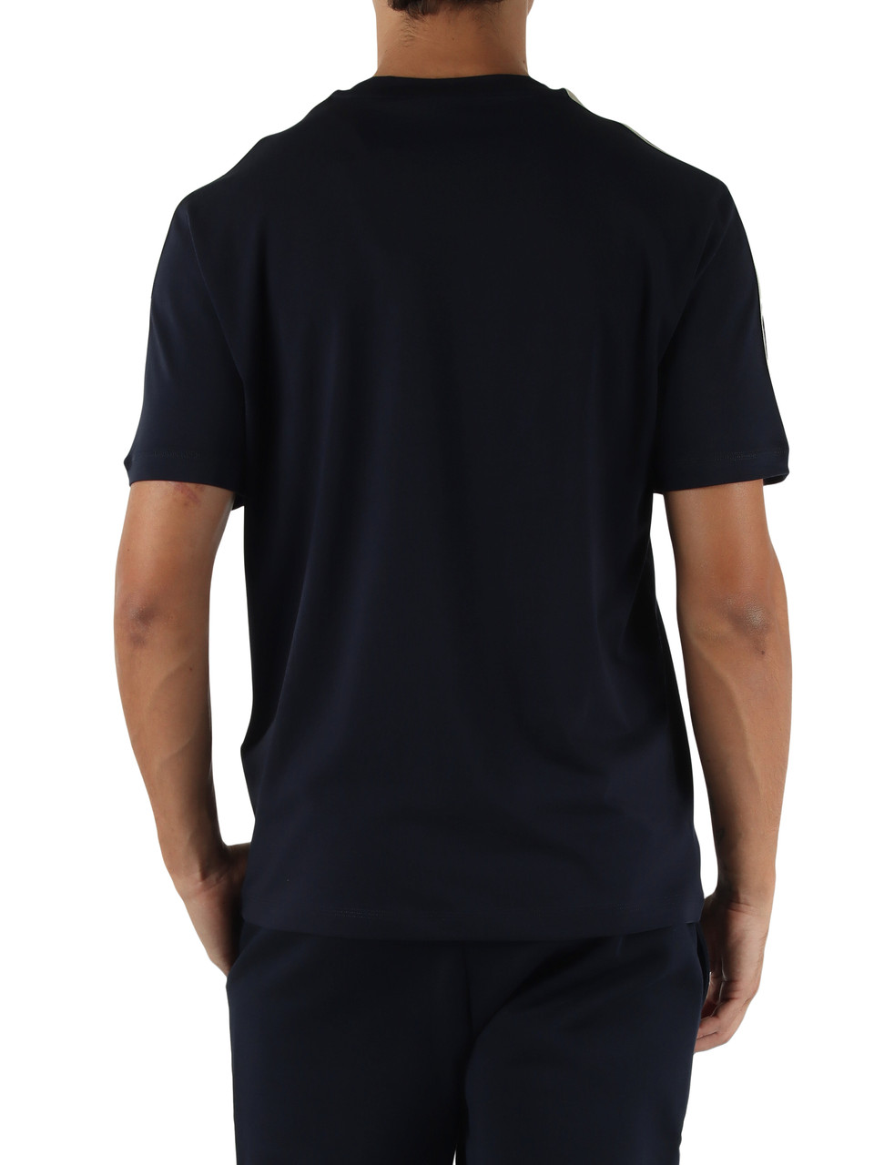 BLU SCURO | T-shirt in cotone stretch regular fit con patch logo