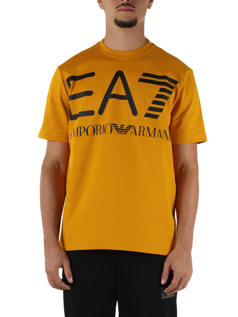 GIALLO SCURO | T-shirt in cotone pesante regular fit con stampa logo