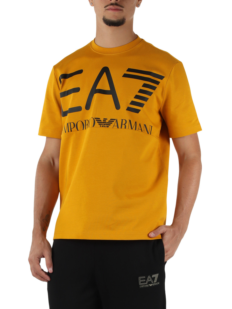 GIALLO SCURO | T-shirt in cotone pesante regular fit con stampa logo