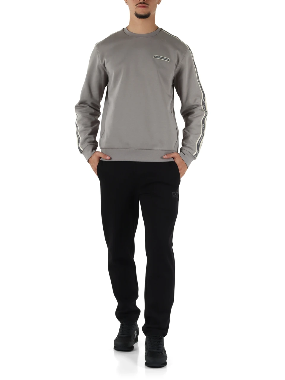 GRIGIO | Felpa girocollo regular fit in misto cotone