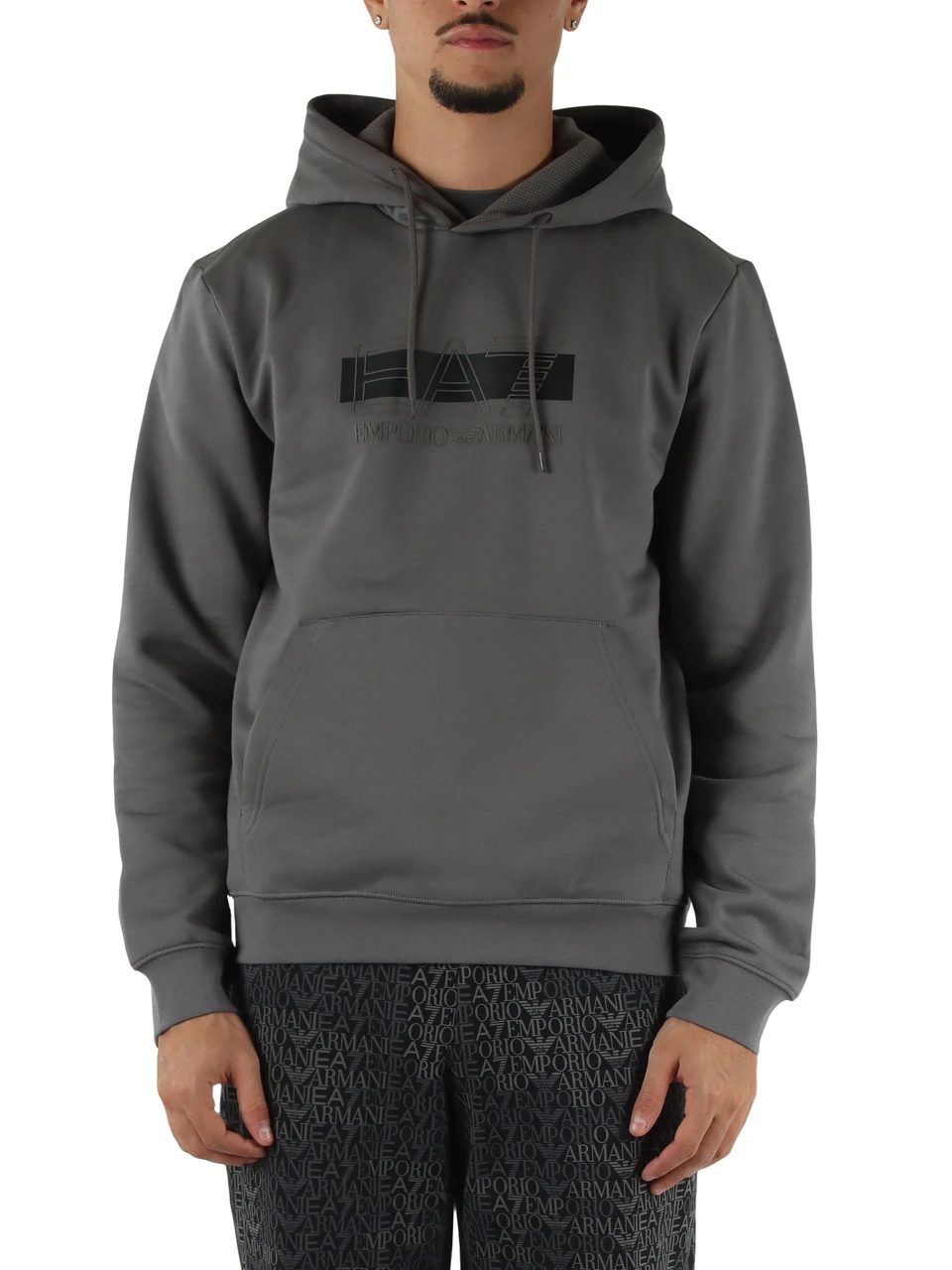 GRIGIO | Felpa regular fit con cappuccio in misto cotone