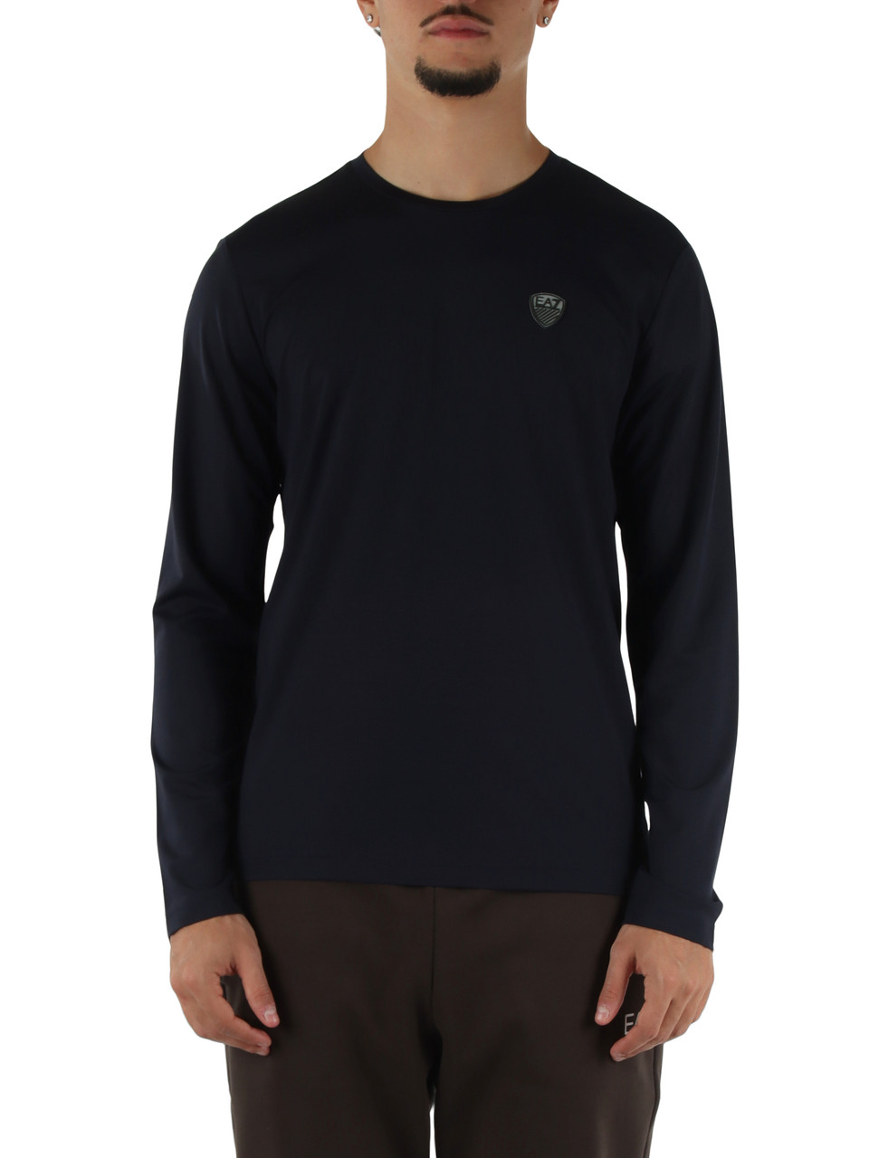 BLU SCURO | T-shirt slim fit manica lunga in misto viscosa
