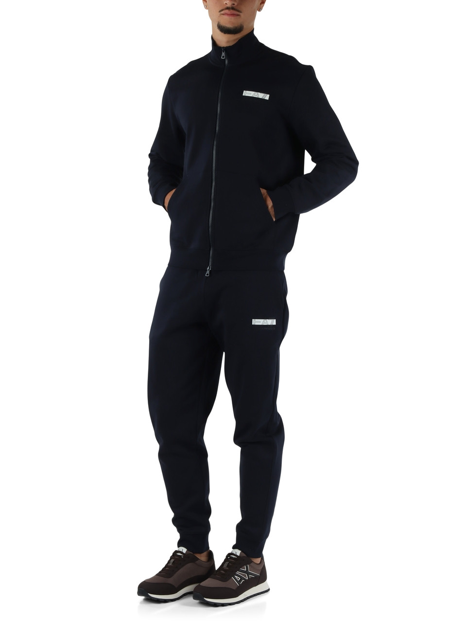 BLU SCURO | Tura sportiva regular fit in cotone felpato