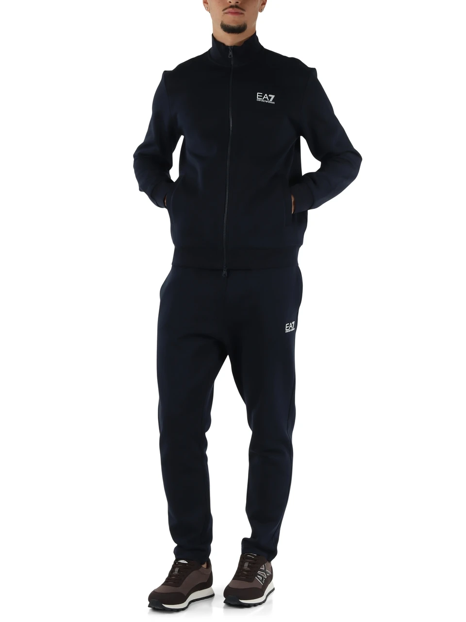 BLU SCURO | Tura sportiva regular fit in cotone felpato