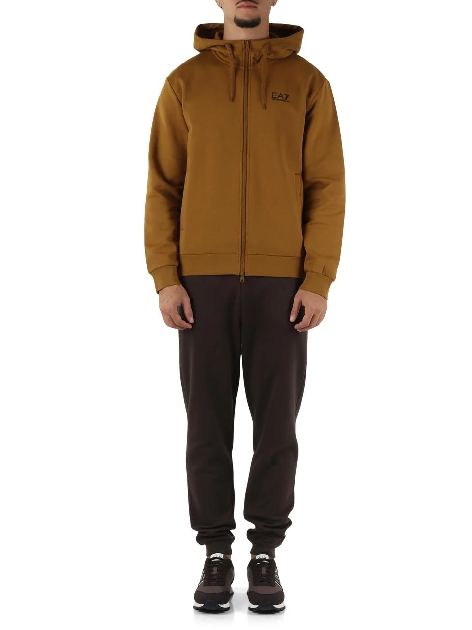 MARRONE | Tura sportiva regular fit in cotone felpato