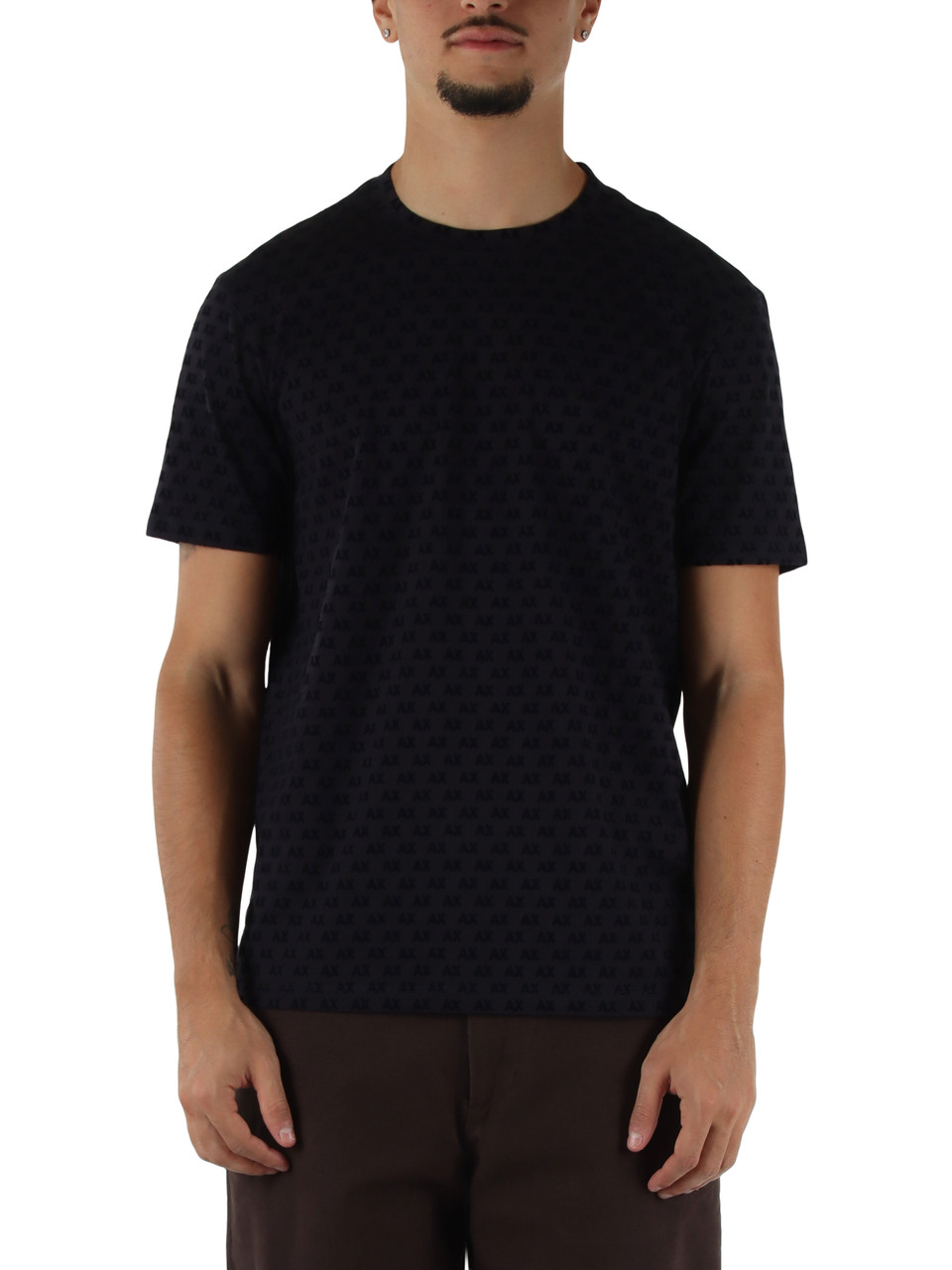 BLU SCURO | T-shirt regular fit in cotone con motivo logo flock