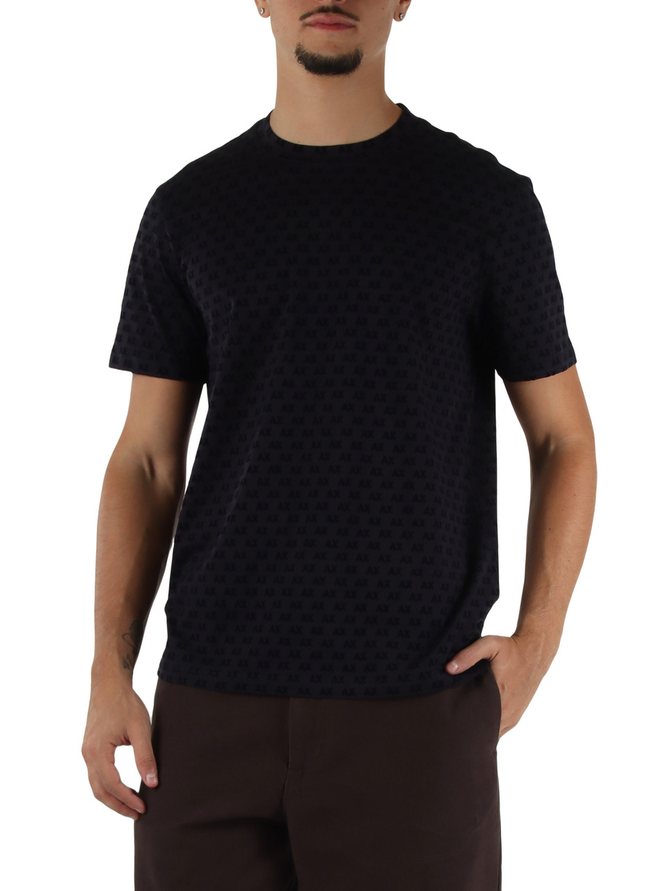 BLU SCURO | T-shirt regular fit in cotone con motivo logo flock
