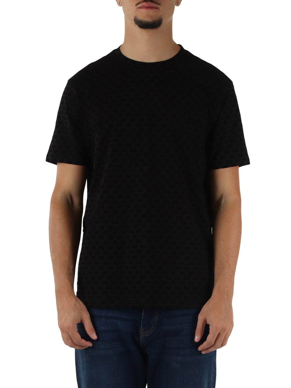 NERO | T-shirt regular fit in cotone con motivo logo flock