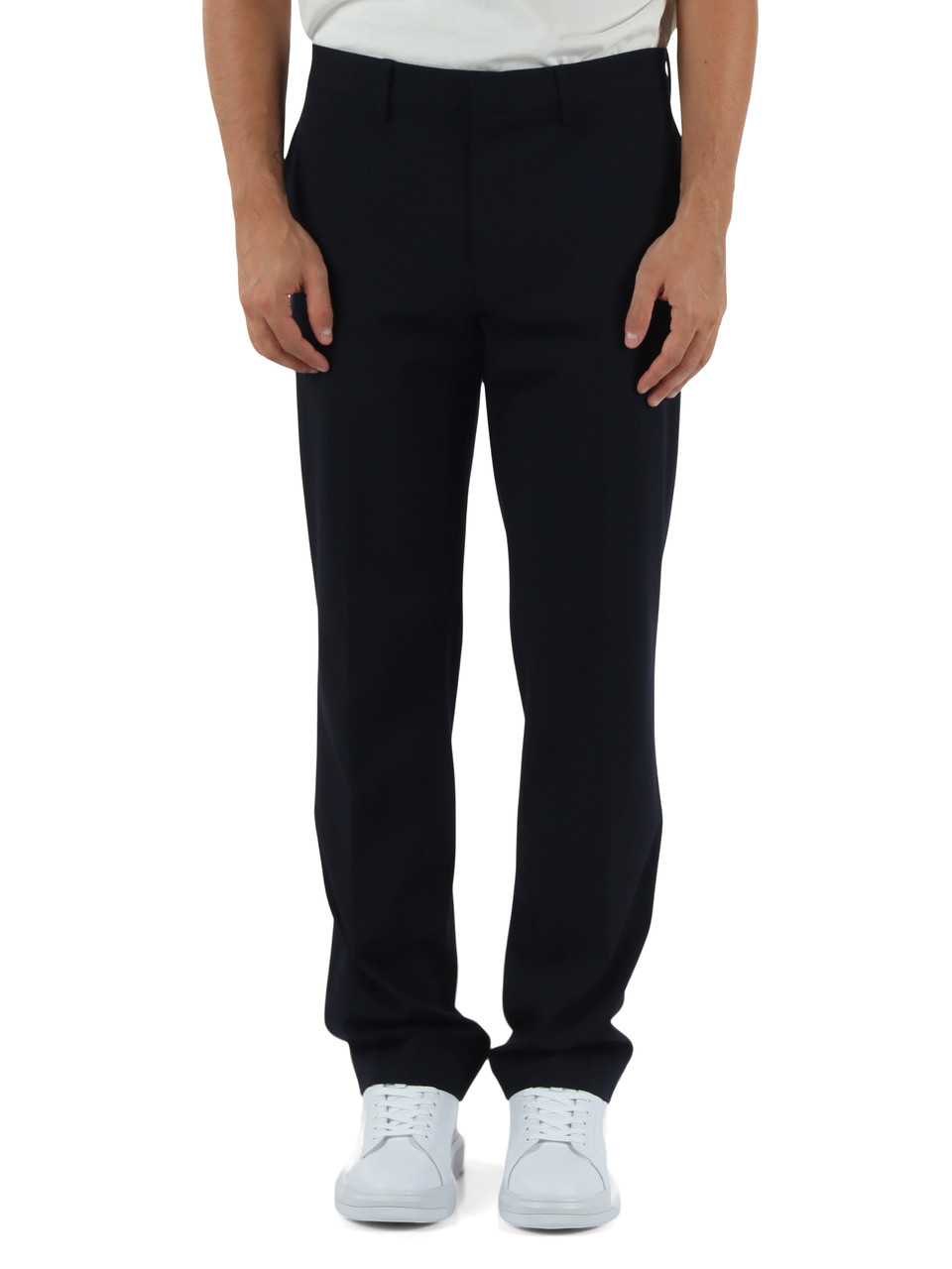 BLU SCURO | Pantalone in tessuto stretch di misto viscosa