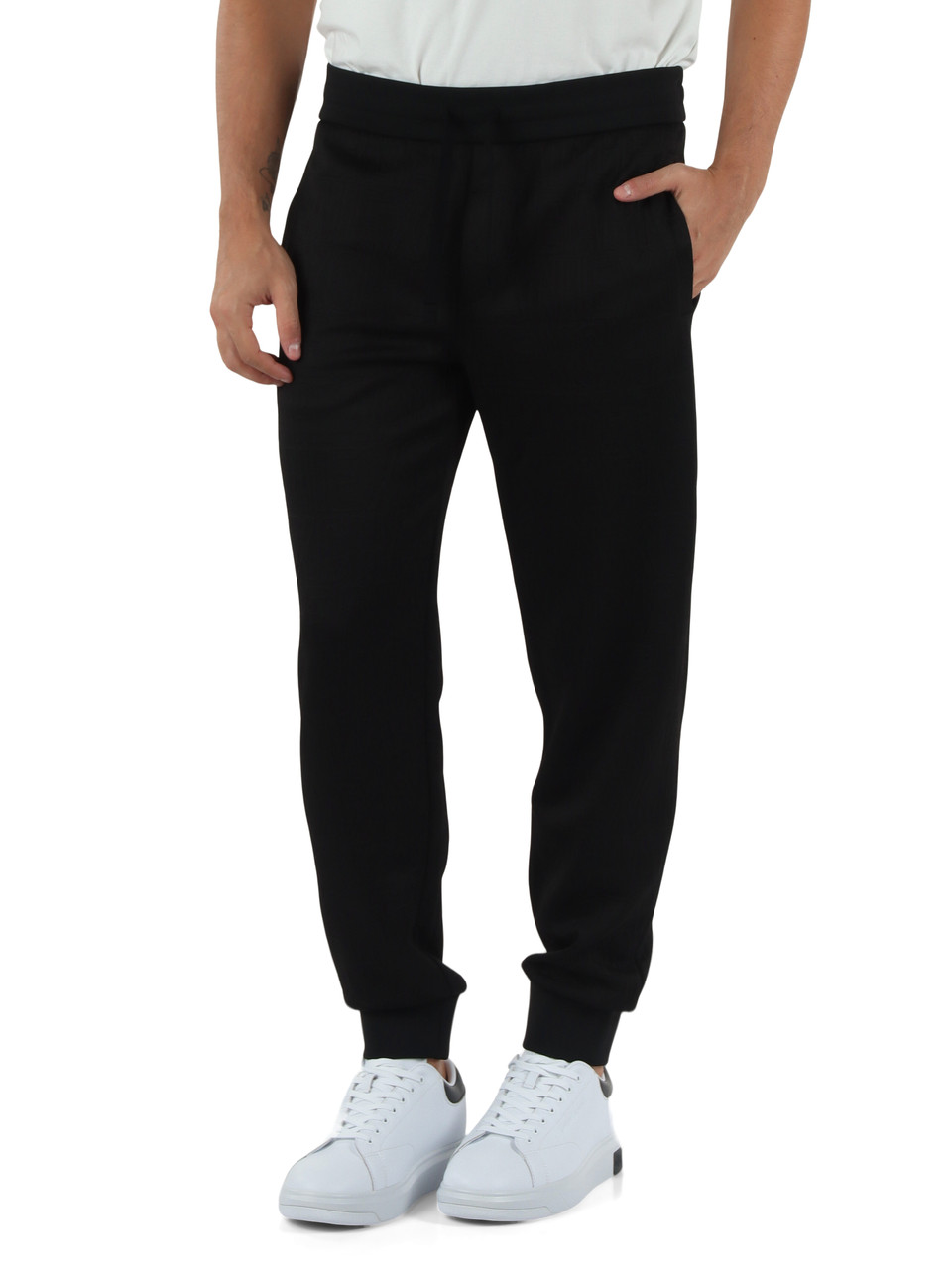 NERO | Pantaloni sportivi in tessuto stretch con motivo logo