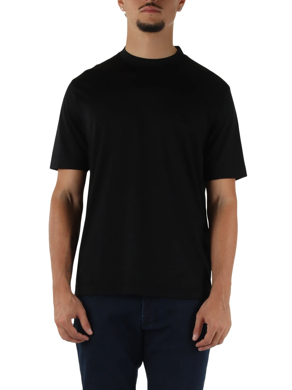 NERO | T-shirt in jersey fiammato di lana