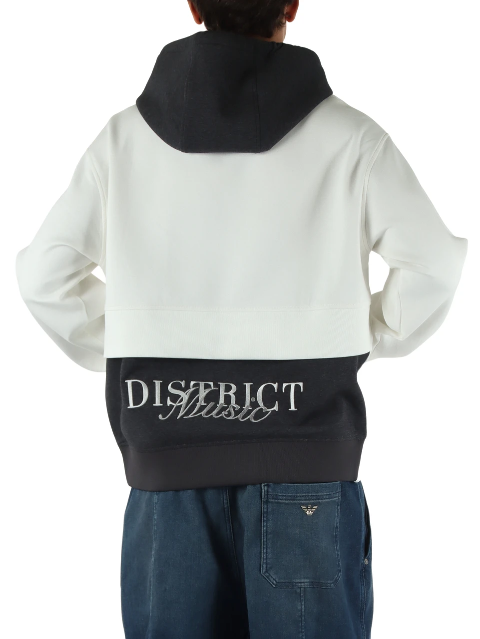 BIANCO | Felpa con cappuccio in double jersey di misto cotone
