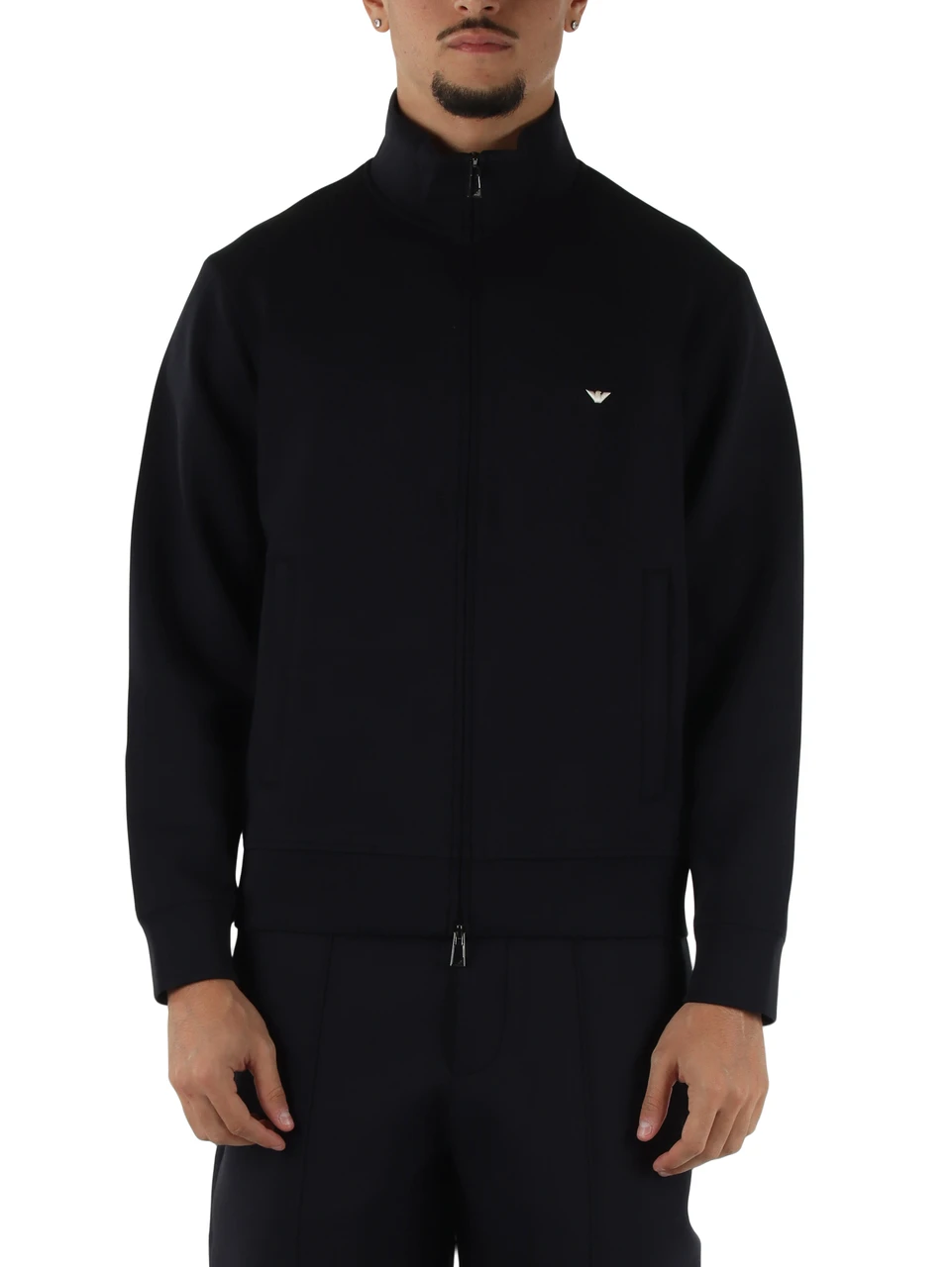 BLU SCURO | Felpa regular fit in misto cotone con zip