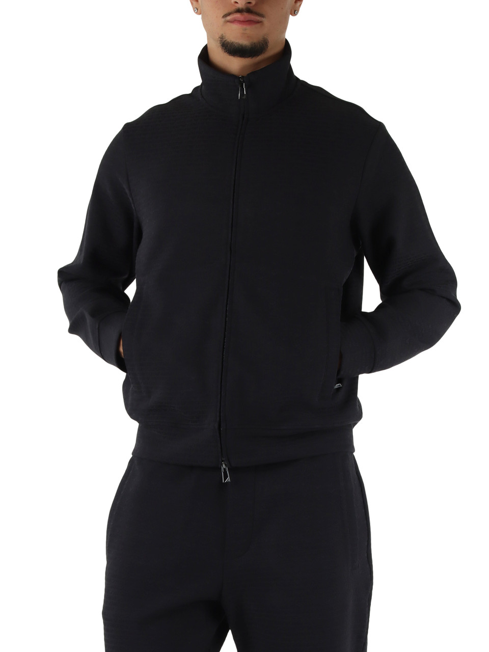 BLU | Felpa regular fit con zip in cotone e lyocell stretch