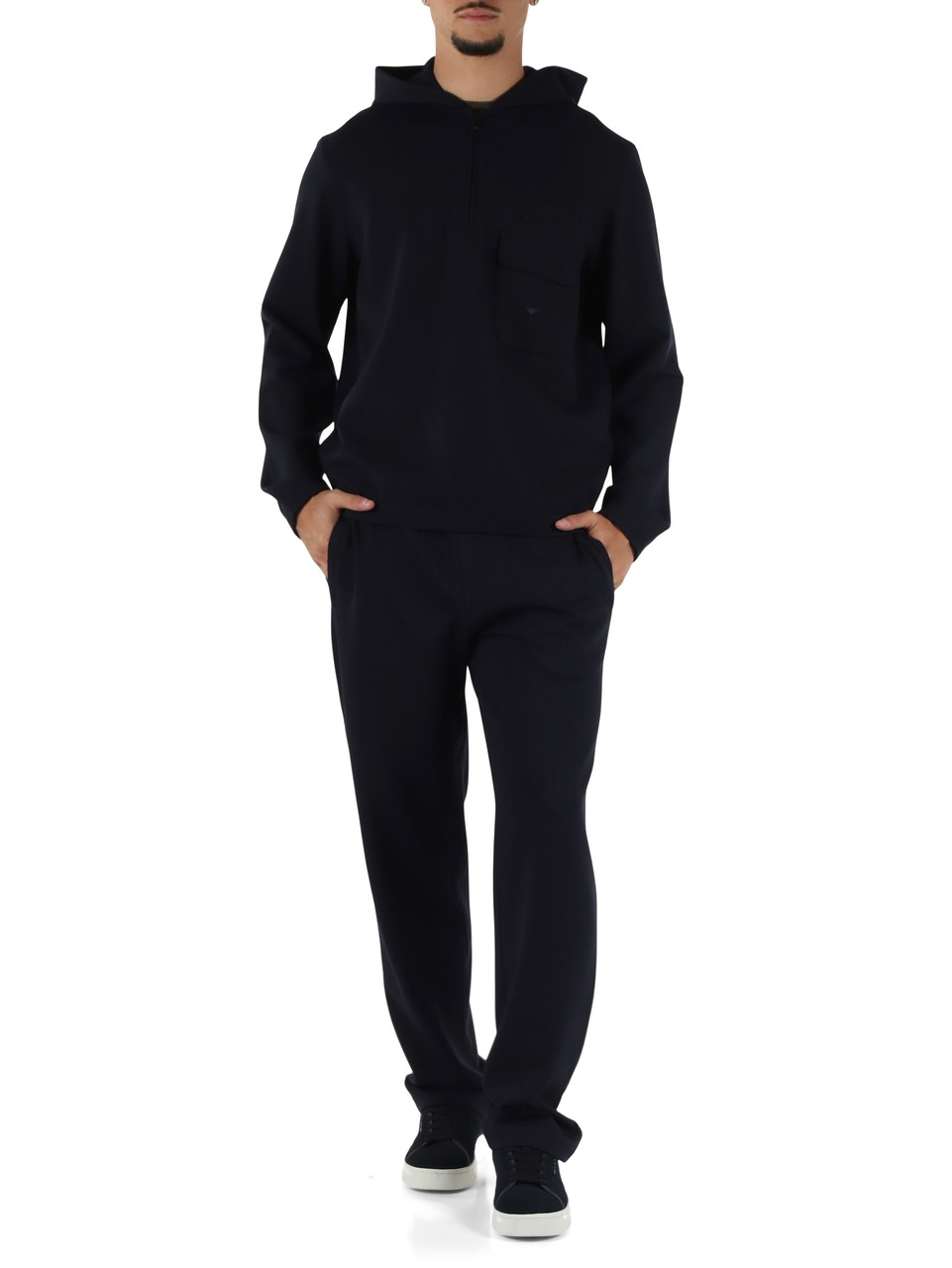 BLU SCURO | Felpa mezza zip Travel Essential in misto viscosa