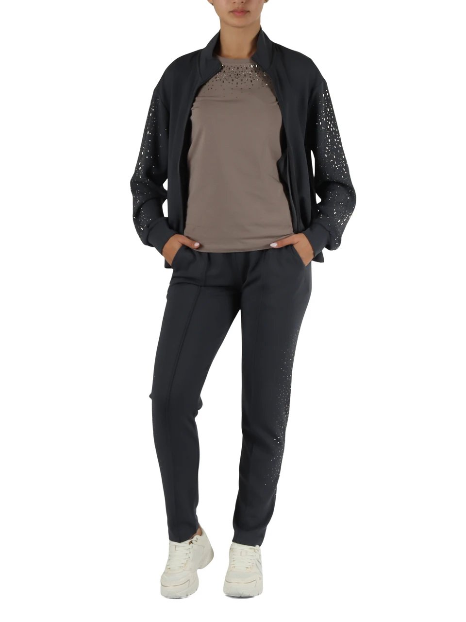 GRIGIO SCURO | Pantaloni sportivi in misto modal con zip