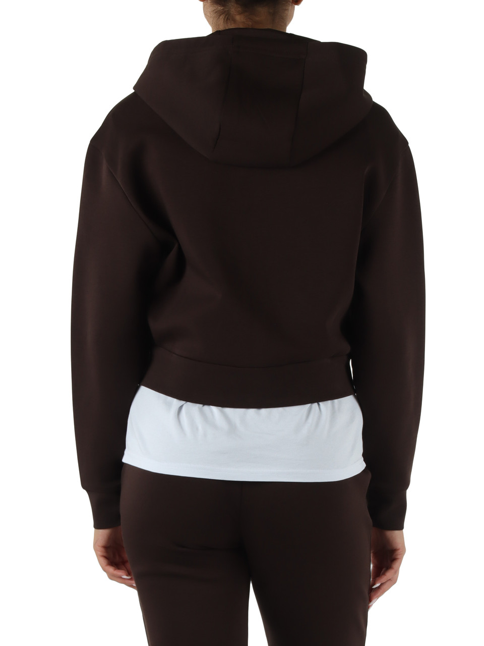 MARRONE | Felpa con zip e cappuccio in misto cotone