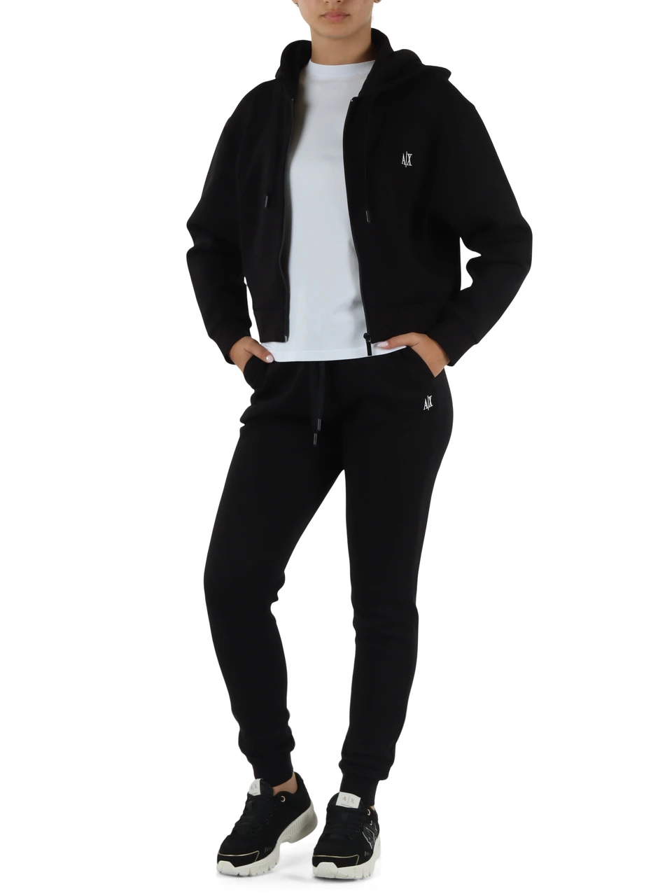 NERO | Pantalone sportivo in misto cotone con ricamo logo