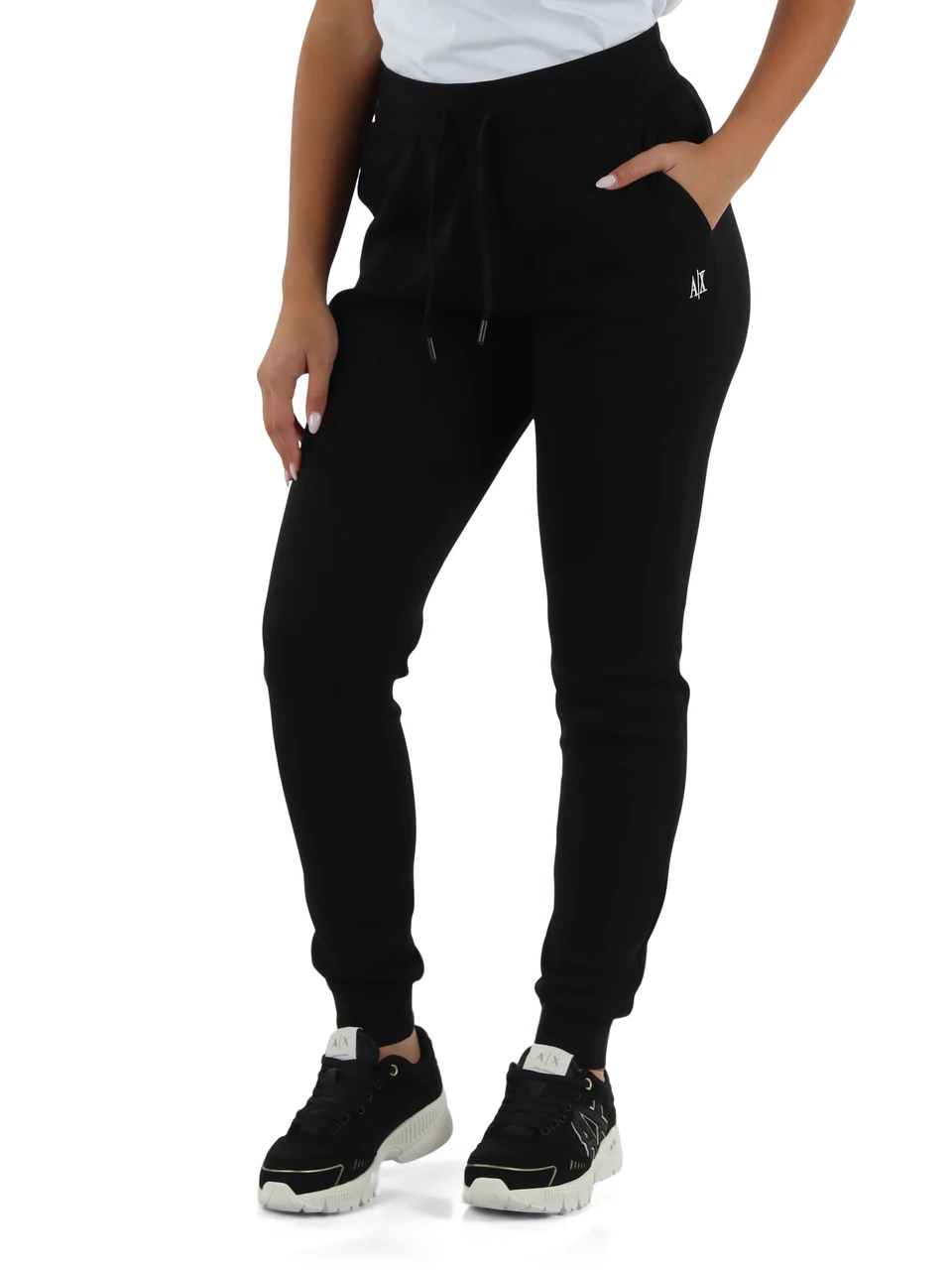 NERO | Pantalone sportivo in misto cotone con ricamo logo