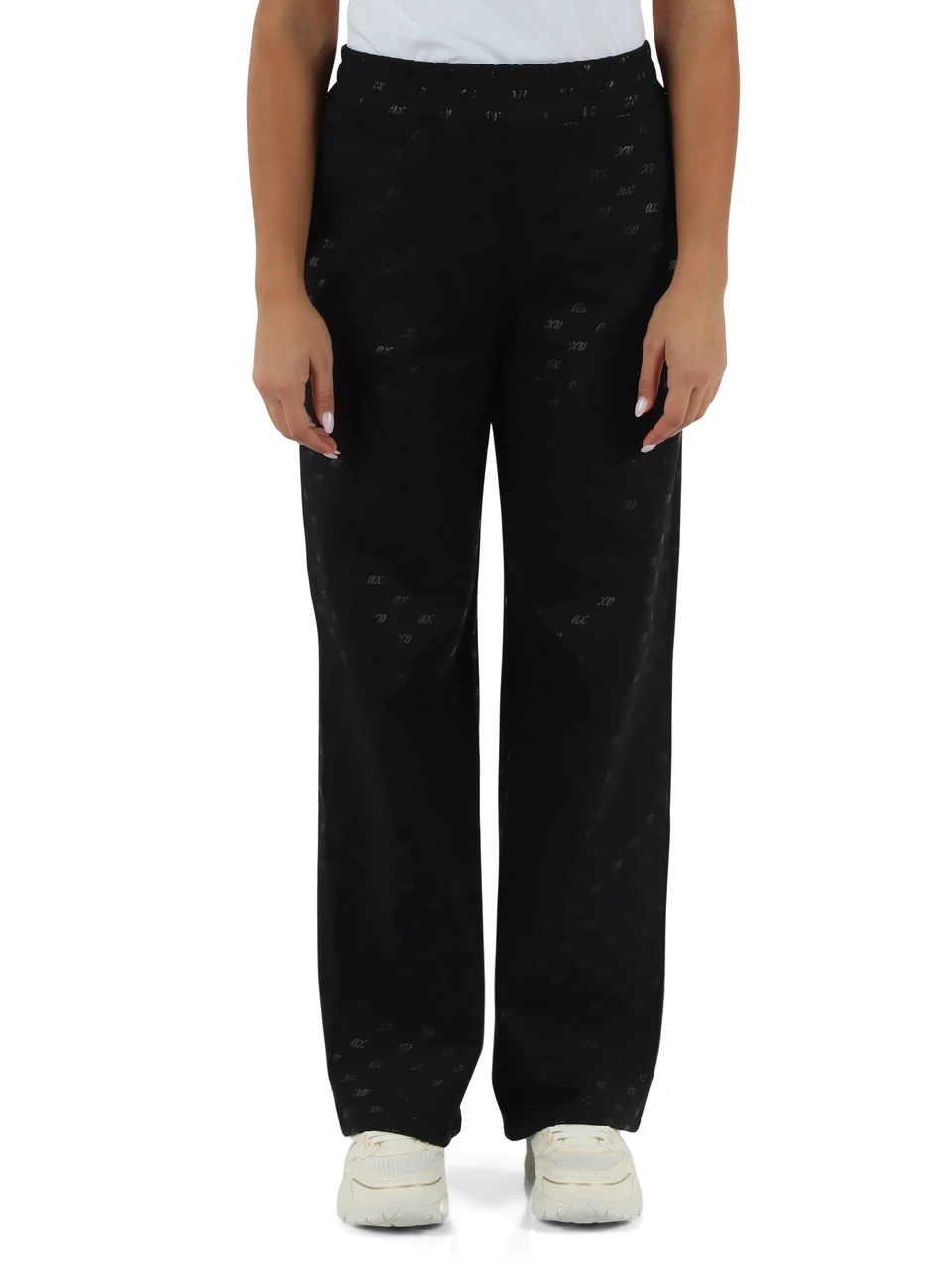 NERO | Pantalone sportivo gamba larga in misto cotone