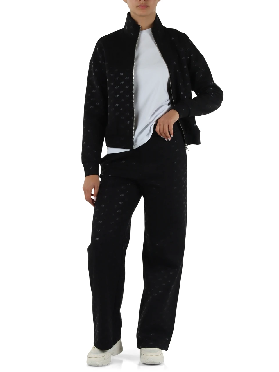 NERO | Pantalone sportivo gamba larga in misto cotone
