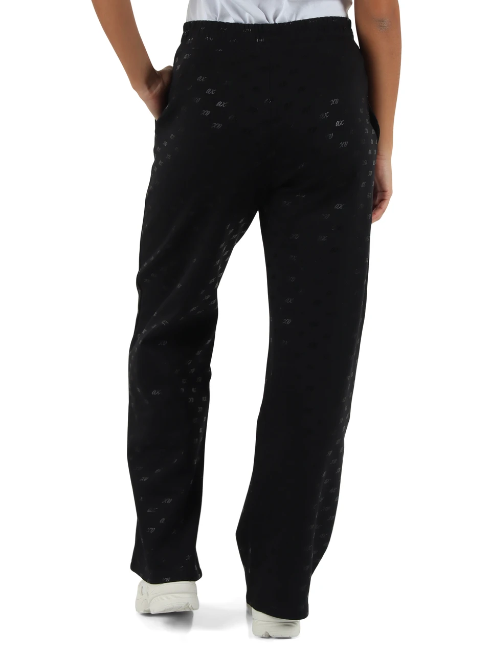 NERO | Pantalone sportivo gamba larga in misto cotone