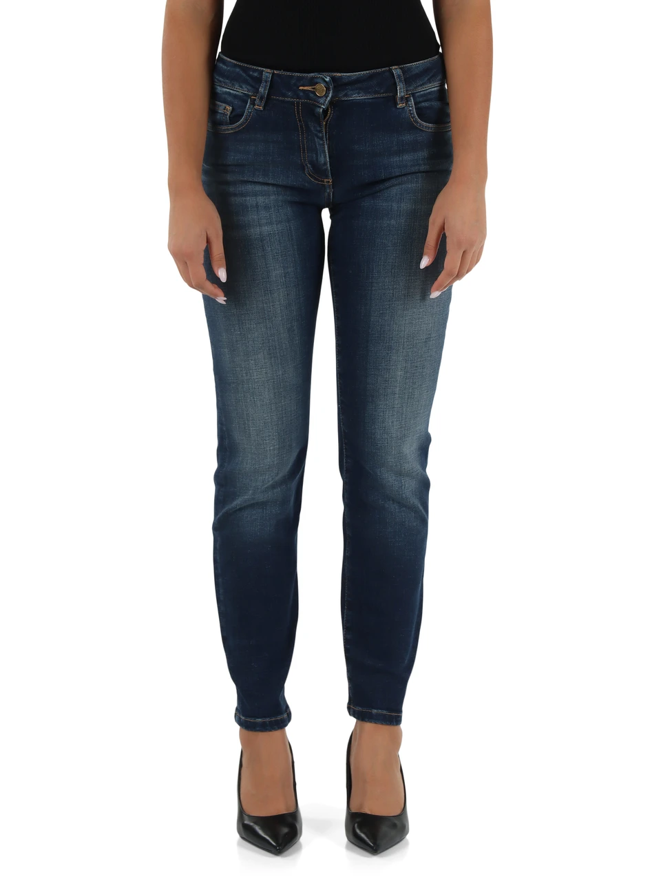 BLU | Pantaloni jeans cinque tasche con rìcamo logo