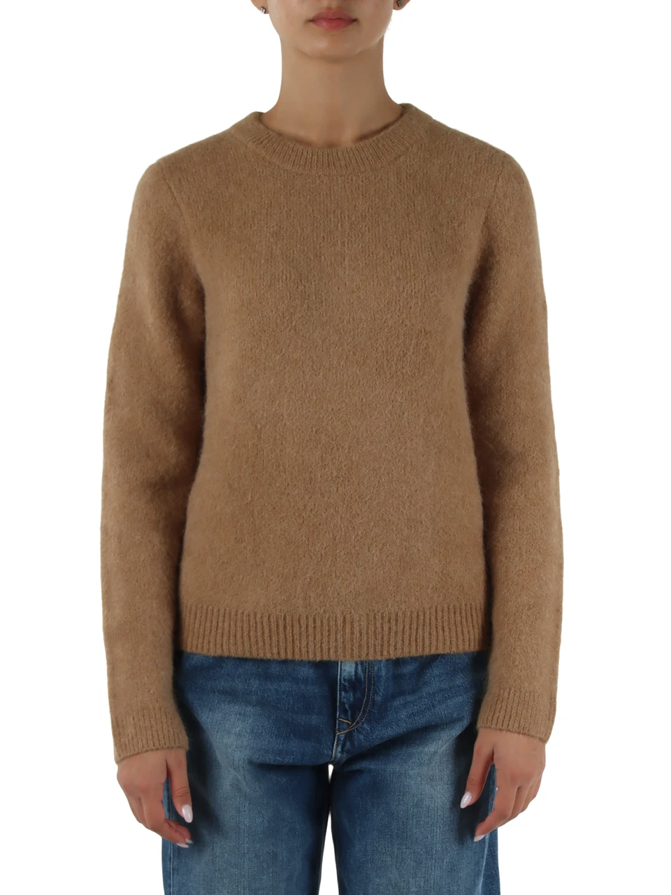 BEIGE | Maglia girocollo in misto alpaca