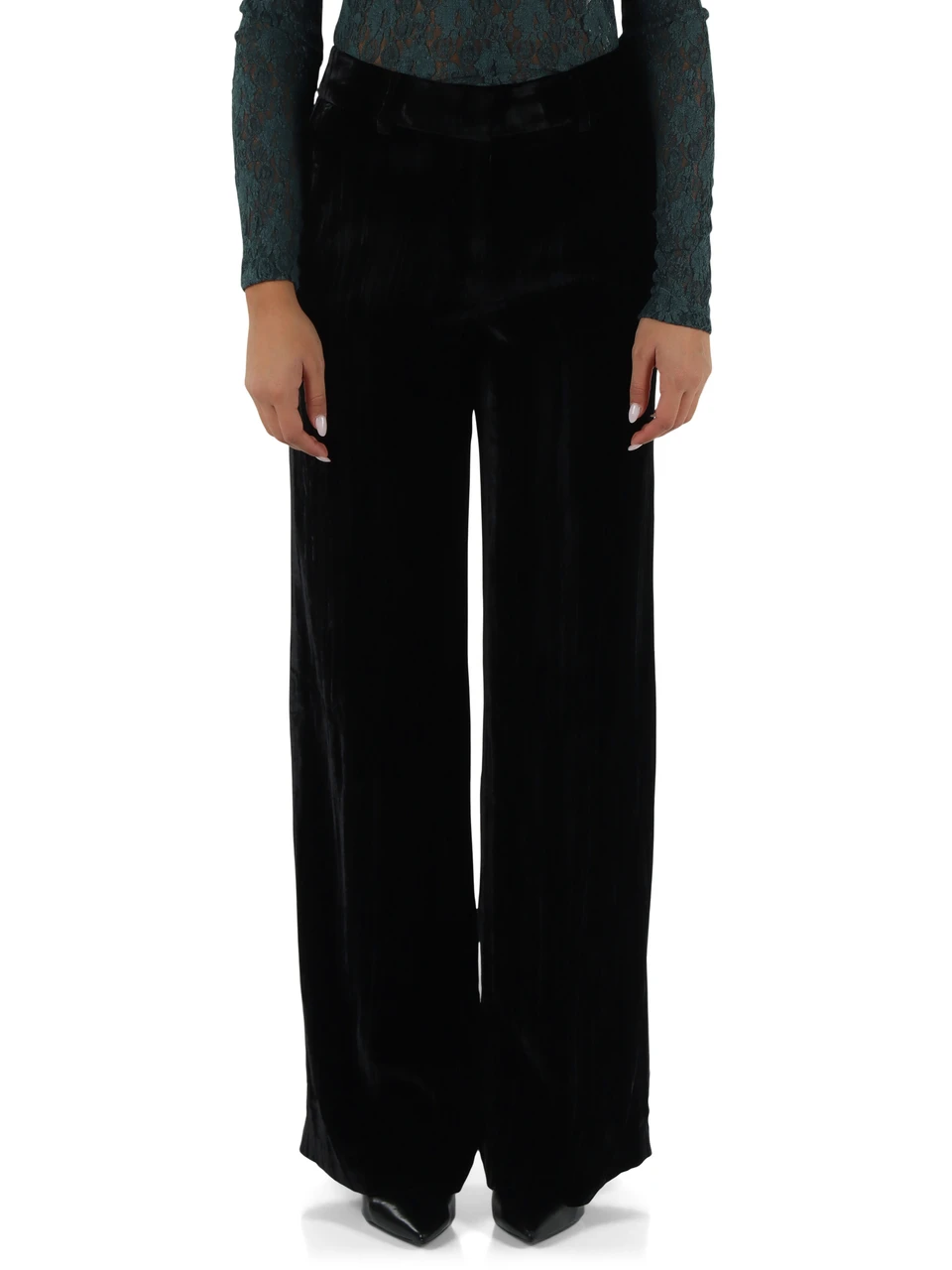 NERO | Pantalone in velluto di viscosa e seta